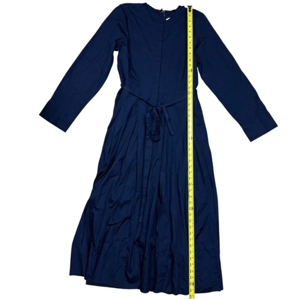 NWT Madewell‎ Navy Blue Tie-Waist Midi Shirtdress 10 Classic Preppy Minimalist - Picture 6 of 10